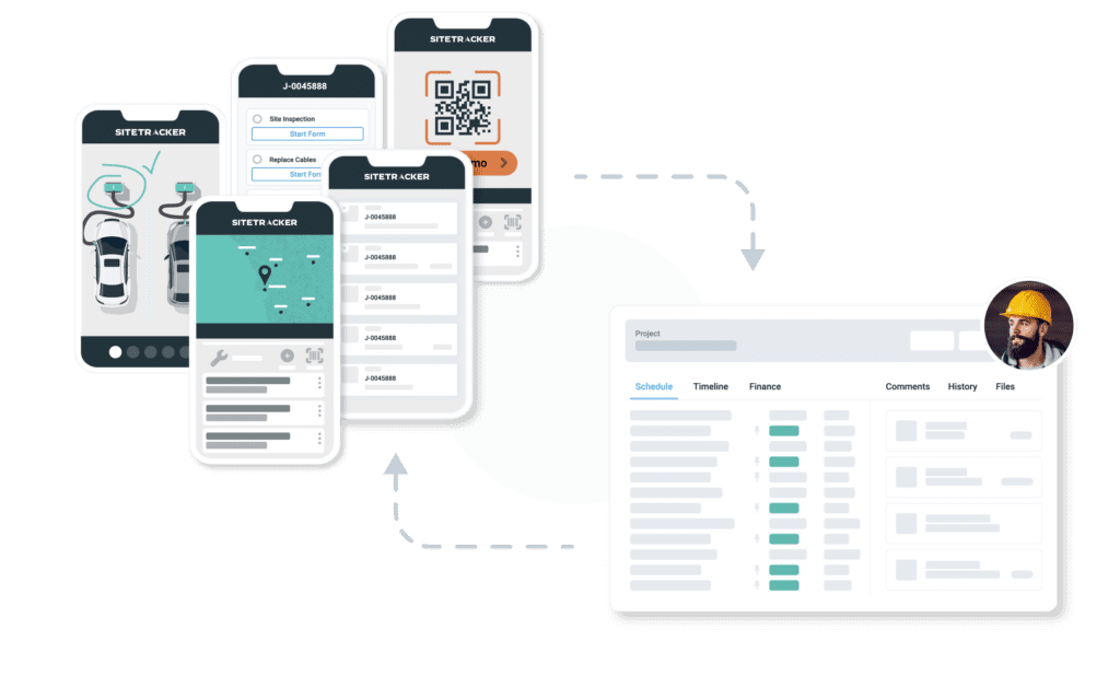 Sitetracker mobile workflow mockup